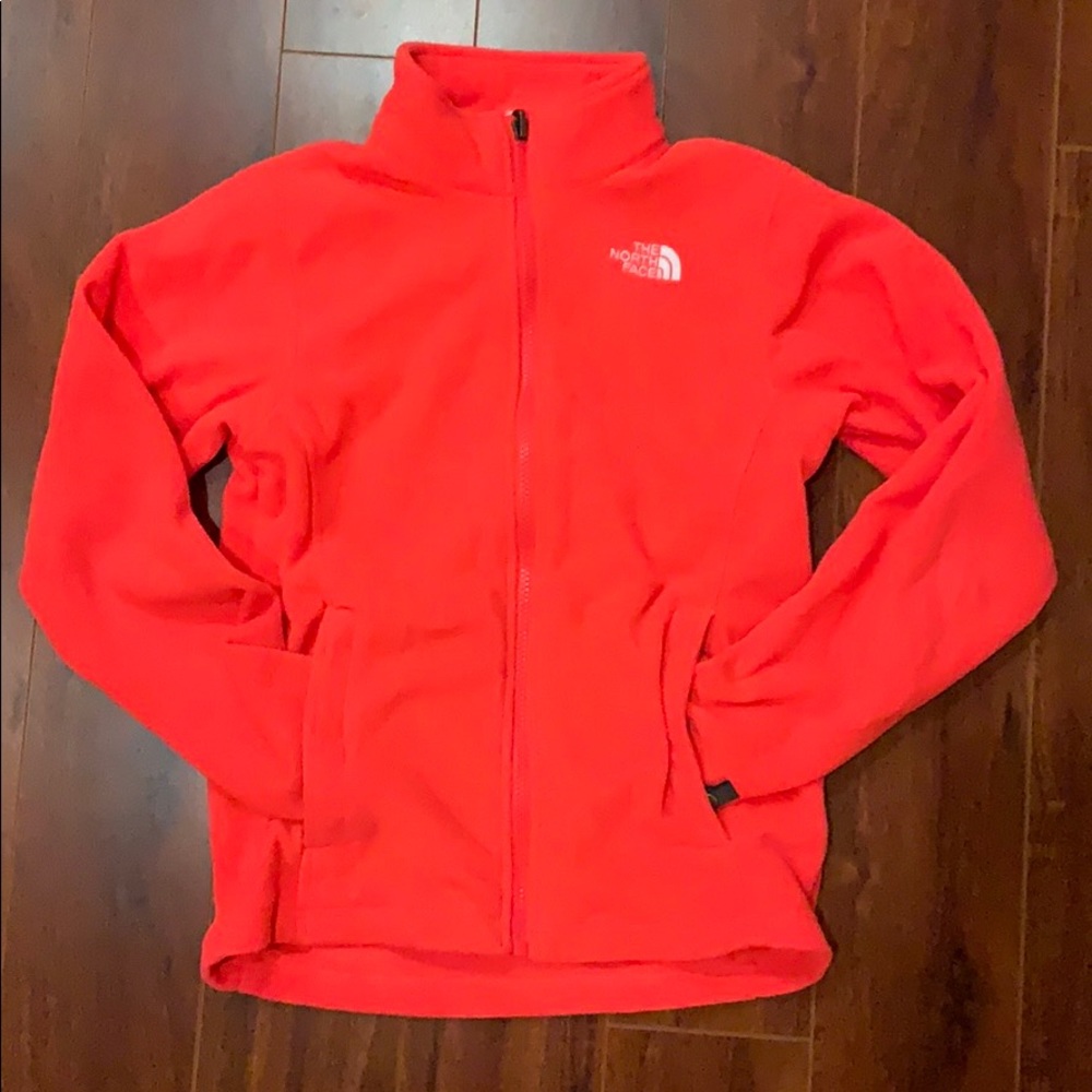 Bright coral fleece jacket
